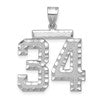 14kw Large Brushed Diamond-cut Number 34 Charm