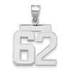 14kw Medium Polished Number 62 Charm