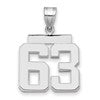 14kw Medium Polished Number 63 Charm