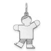 14k White Gold The Kids Small Boy with Haircut Engravable Kiss Charm
