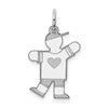14k White Gold The Kids Small Heart Shirt Boy Engravable Kiss Charm