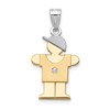 14k Two-tone The Kids Small Boy with Hat on Right VS Diamond Hugs Pendant