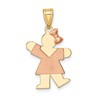 14k Two-tone The Kids Small Girl with Bow on Right Engravable Kiss Charm
