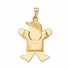 14k The Kids Puffed Boy with Hat on Right Engravable Joy Charm