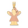 14k Two-tone The Kids Small Girl with Ruffles and Bow on Right Engravable Love Charm