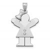 14k White Gold The Kids Medium Girl with Bow on Left AA Diamond Love Charm
