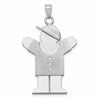 14k White Gold The Kids Large Boy with Hat on Right AAA Diamond Love Pendant