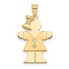 14k The Kids Medium Girl with Bow on Left AAA Diamond Hugs Pendant