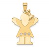 14k The Kids Medium Girl with Ruffles and Bow on Right A Diamond Love Pendant