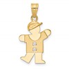 14k The Kids Medium Boy with Hat on Left A Diamond Kiss Pendant