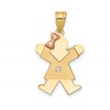 14k Two-tone The Kids Small Girl with Bow on Left AAA Diamond Joy Pendant