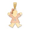 14k Two-tone The Kids Small Girl with Bow on Left A Diamond Joy Pendant