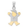 14k Two-tone The Kids Small Boy with Hat on Right AA Diamond Joy Pendant