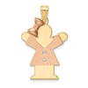 14k Two-tone The Kids Medium Girl with Bow on Left AAA Diamond Love Pendant