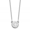 14kw Tiny Circle Block Letter C Initial Necklace