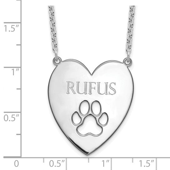 Heart with Cutout Dog Paw Name Necklace