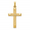14k Textured and Polished Diamond Accent Cross Pendant