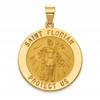 14k Polished and Satin Hollow Large St Florian Medal Round Pendant