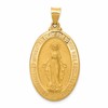 14k Polished and Satin Hollow Miraculous Medal Oval Pendant
