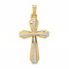 14K and White Rhodium Textured and Polished Passion Cross Pendant