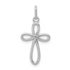 14k White Gold Polished Small Ribbon Cross Pendant