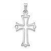 14k White Gold Polished Cut-out Fleur de Lis Cross Pendant
