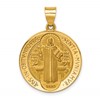 14K Polished and Satin St. Benedict Reversible Hollow Medal Pendant