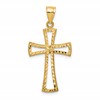 14K Cut-out Diamond-cut Cross Pendant