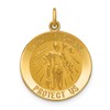 14k Polished and Satin Solid Medium St. Florian Medal Round Pendant