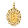14k Polished and Satin Solid Medium Fancy Pierced Oval St. Christopher Medal Pendant