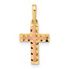14K Two-tone Mini Diamond-cut Cross Pendant