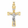 14k Two-tone Large Polished Solid INRI Crucifix Pendant