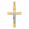 14k Two-tone Polished Solid INRI Crucifix Cross Pendant