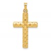 14k Polished and Textured Hollow Latin Cross Pendant