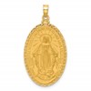 14k Polished and Satin Solid Miraculous Medal Oval Pendant