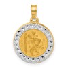 14K with White Rhodium Polished and Satin Hollow St. Christopher Medal Round Pendant