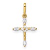 14k Polished and Beaded Fancy CZ Cross Charm / Pendant