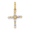 14k Polished Fancy CZ Cross Charm / Pendant