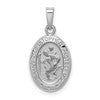 14k White Gold Polished and Satin Solid Saint Christopher Medal Charm