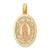 14K Two-tone Our Lady of Guadalupe Oval Pendant