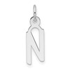14K White Gold Slanted Block Letter N Initial Charm