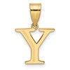 14k Polished Etched Letter Y Initial Pendant
