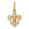 14k Polished CZ Fleur de Lis Charm / Pendant