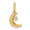 14k Polished CZ Moon and Star Charm / Pendant