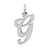 14K White Gold Medium Fancy Script Letter G Initial Charm