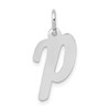 14k White Gold Medium Script Letter P Initial Charm
