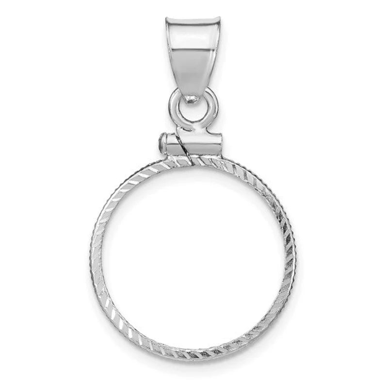 Sterling Silver 925 Coin Bezel Mountings for Coins Cent Dime Nickel Quarter Half Dollar Plain, Diamond Cut, Rope Chain Screw Top Pendant