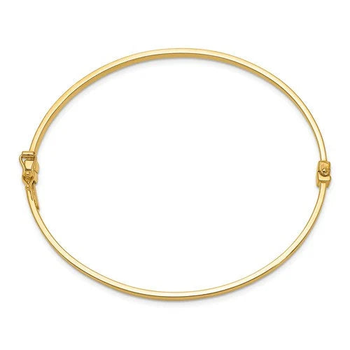 Solid 14k Yellow, White or Rose Gold 3mm Wide Polished Simple Hinged Bangle Bracelet hallmarked 14k Hand Made REAL GOLD Stackable 7"