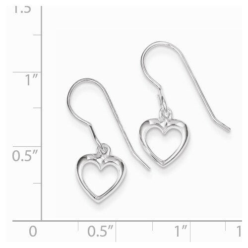 Free Shipping Sterling Silver Heart Earrings Dangle Drop Fish Hook Wire .85" long Anti Tarnish French Wire Shepherd Hook - Lazuli