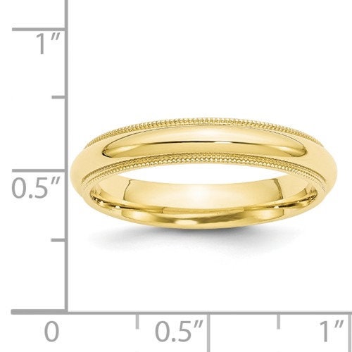 REAL COMFORT FIT 10K Solid Yellow Gold 4mm Milgrain Men's and Women's Wedding Band Ring Sizes 4-14. Solid 10k Yellow Gold, Made in the U.S.